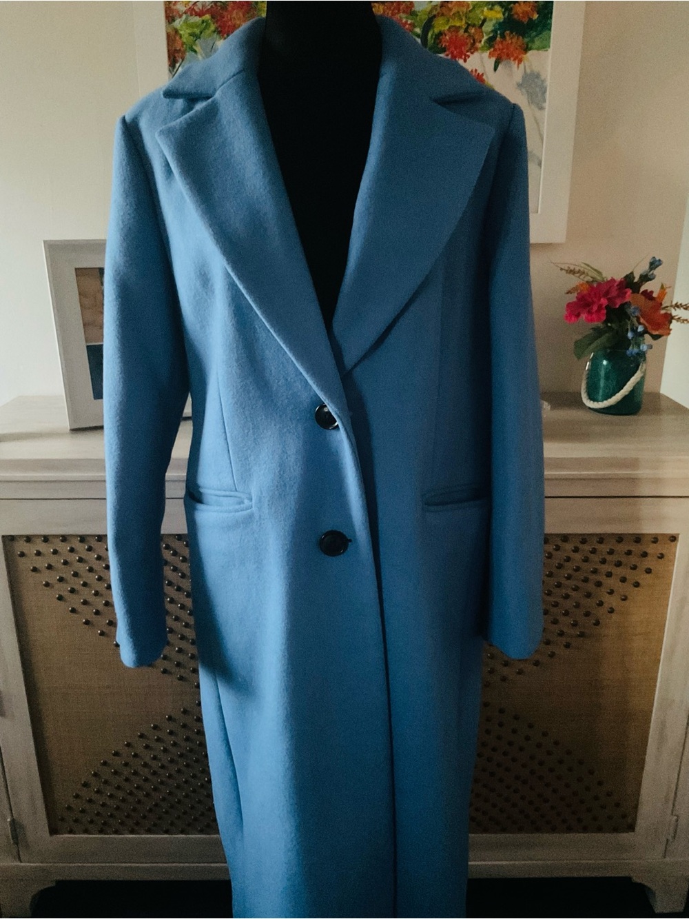 MICHAEL Michael l Kors Single Breasted Blue Maxi Coat
Size XL